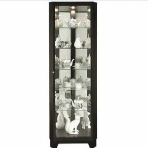 howard miller 680631 melissa IV modern corner curio cabinet in black satin
