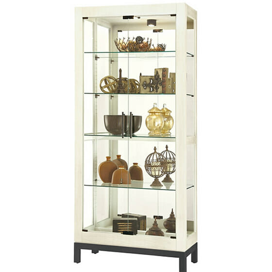 howard miller 680-681 quinne IV aged linen contemporary curio cabinet made in u.s.a.