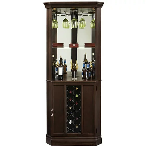 howard miller 690-007 piedmont III corner wine cabinet in espresso finish