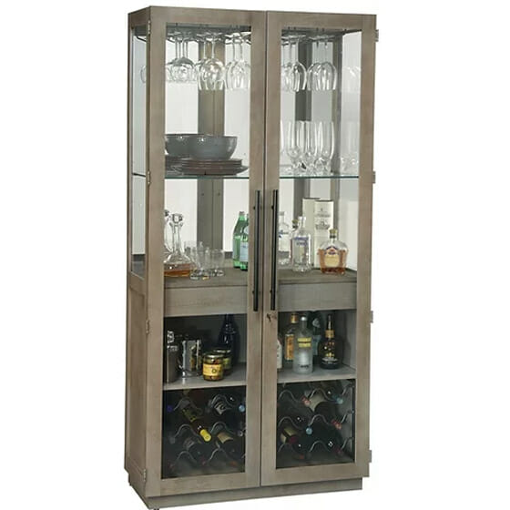 howard miller 690-036 chaperone wide cabinet in aged grey finish