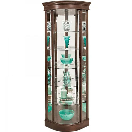 philip reinisch 15982 cherry corner curio with curved front glass