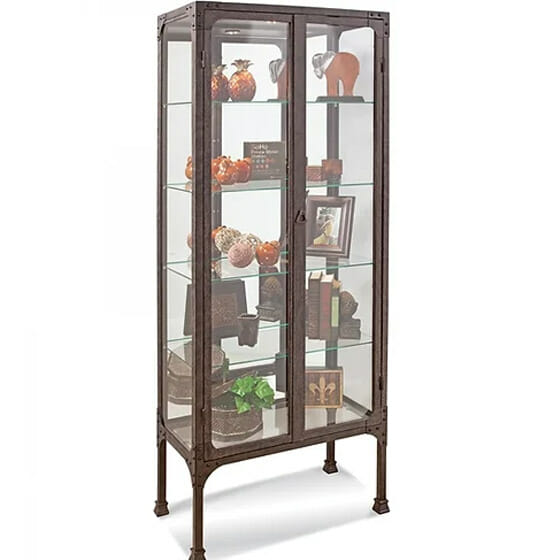 philip reinisch 10201 kildair metal and glass accent cabinet