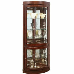 beautiful pulaski 20852 corner curio cabinet with curved glass doors