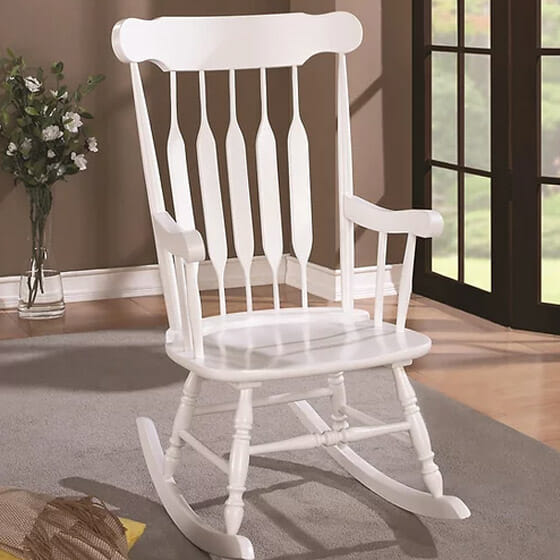 coaster 600174 white wood rocking chair