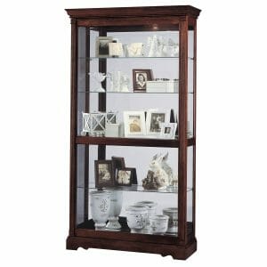 howard miller dublin 680337 sliding door curio finished in windsor cherry, 43 inches wide