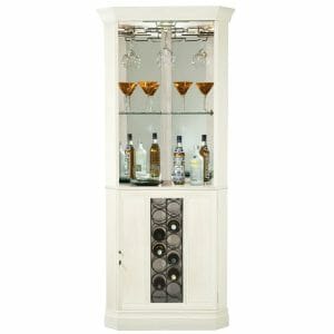 HOWARD MILLER CORNER BAR AND WINE CABINET IN AN OFF WHITE FINISH