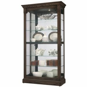 howard miller 680727 flora III curio with a burnished oak finish, 42.5'' wide